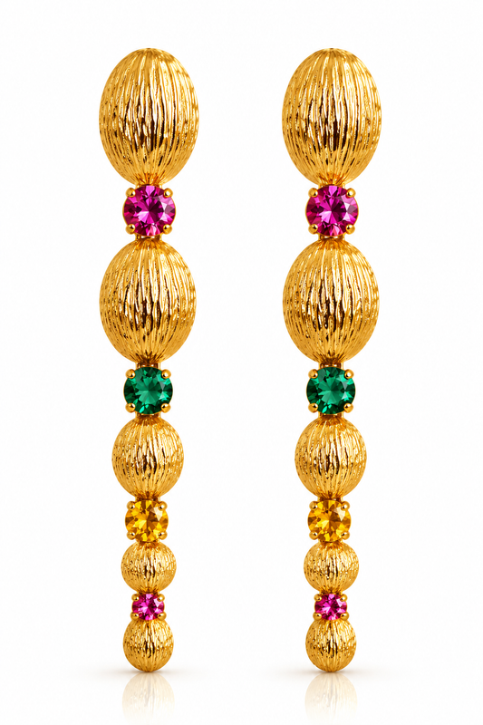 Disco Diva — Multicolour Crystal Drop Earrings