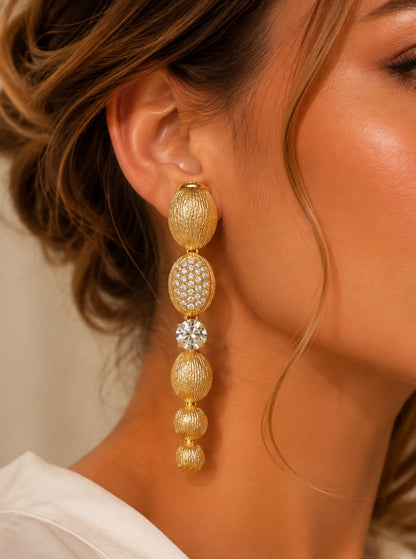 Romy — Gold & Crystal Drop Earrings