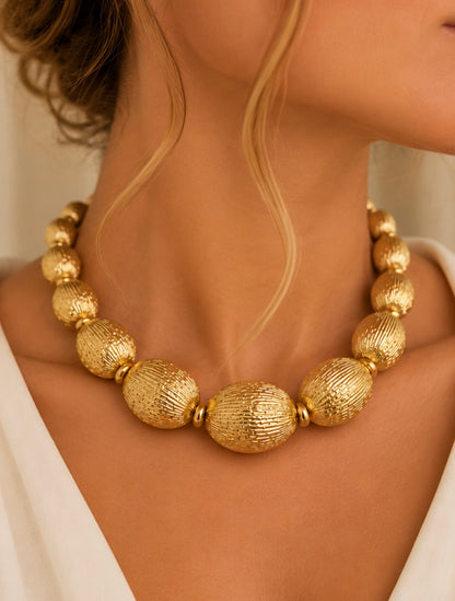 Maxine – Textured Gold Statement Necklace